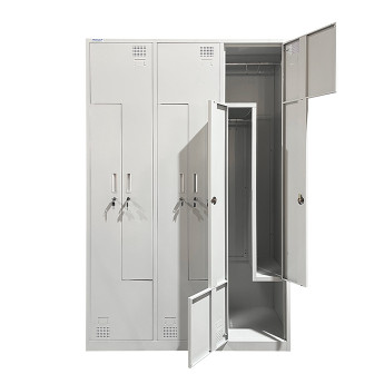 L-kujuline kahetasandiline kuuekohaline metallist riidekapp Rehalt Systems, 1800 × 1200 × 500