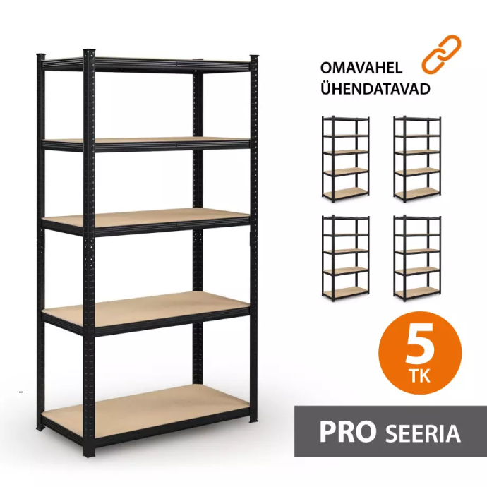Hoiuriiulid 180x90x40 PRO Must (5 tk)
