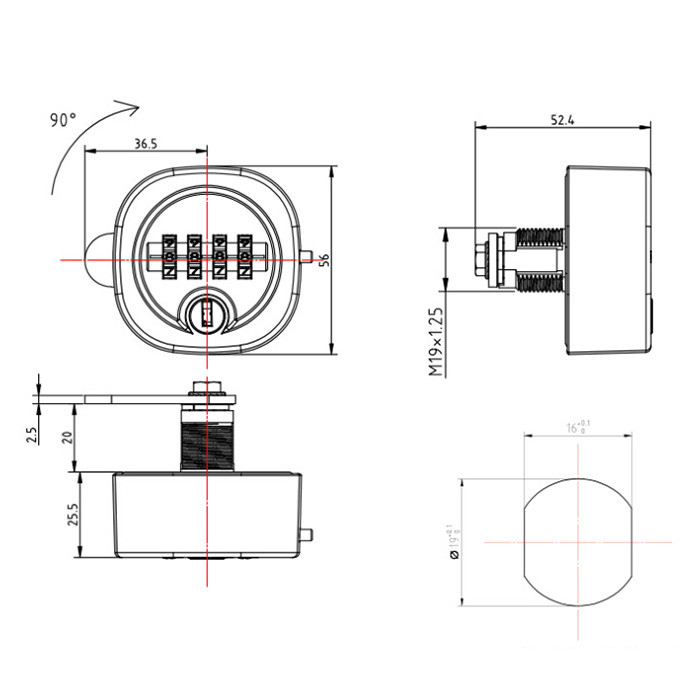 Riidekapi koodilukk, neljakohaline, metallist Riidekapi koodilukk, neljakohaline, metallist